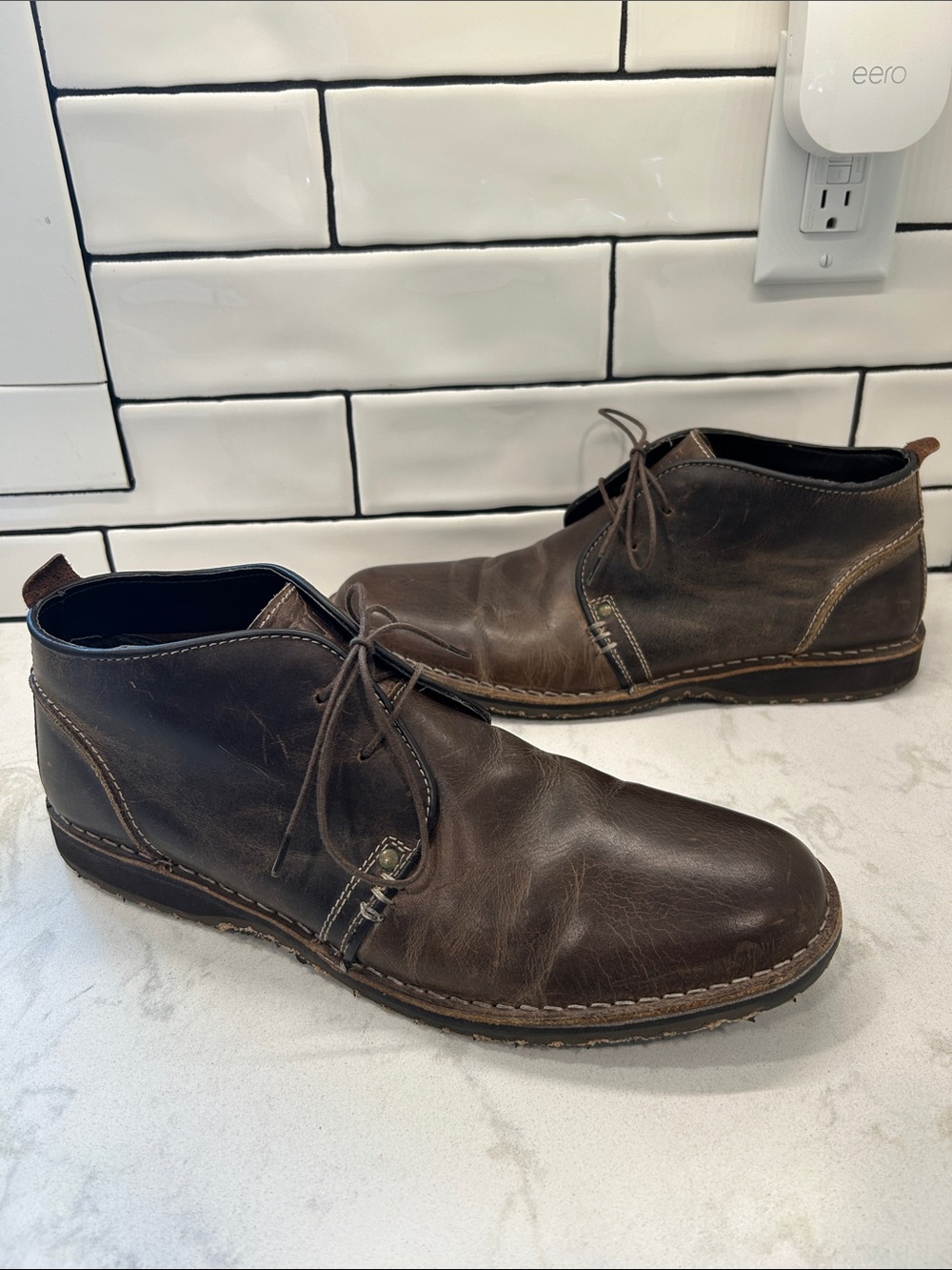 Crevo Longport Mens Size 12 Brown Leather Casual Ankle Chukka Boot Shoes